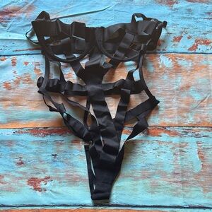 Victoria's Secret Black Strappy Bodysuit
